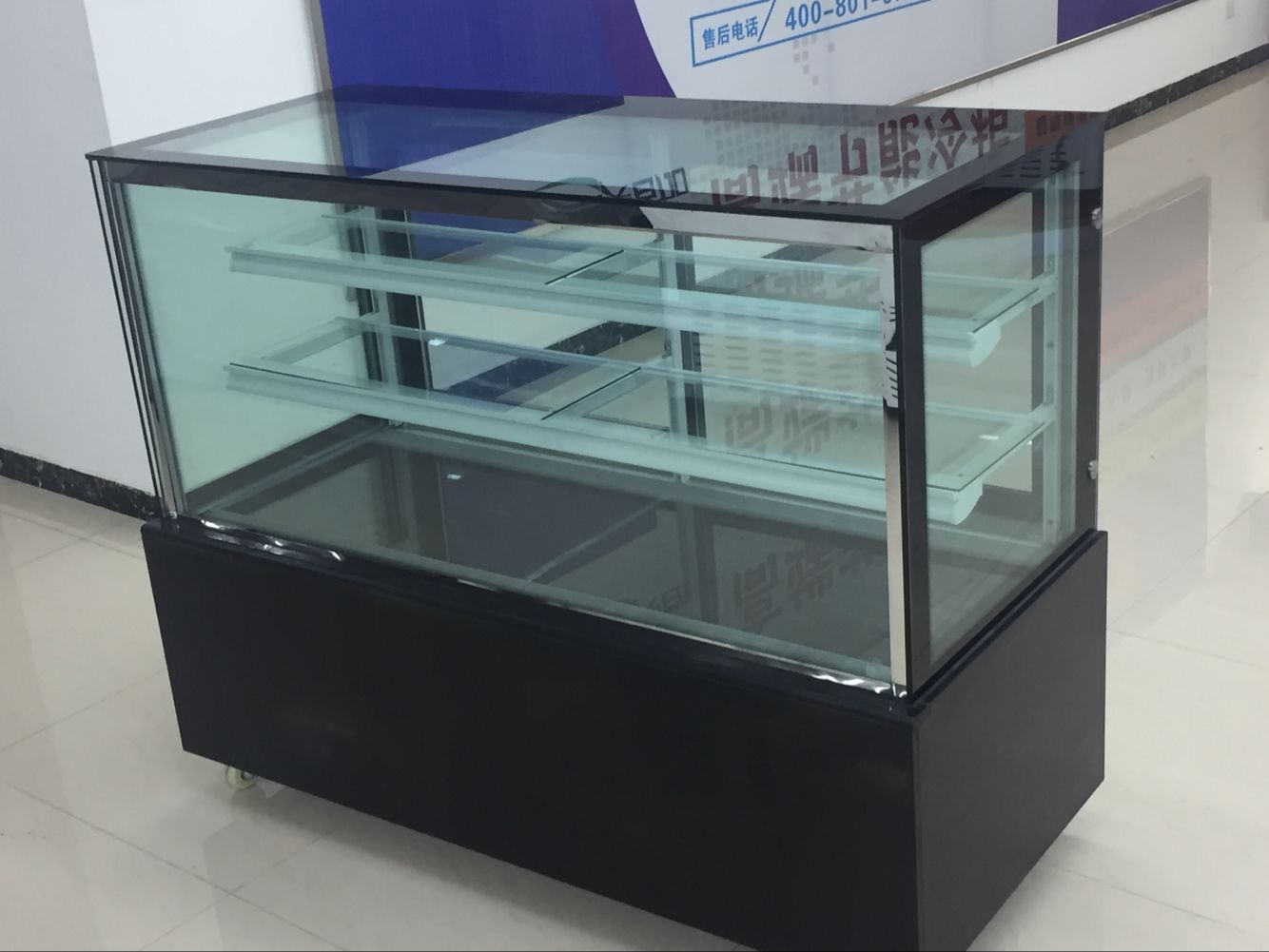 方形玻璃大理石底座蛋糕展示冰箱